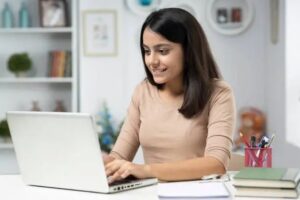 woman studying from home